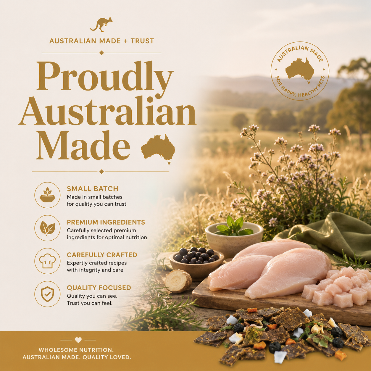 Proudly Australian made chicken ingredients