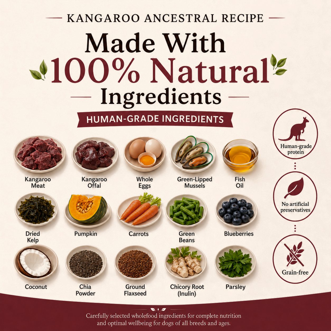 Kangaroo Ancestral Recipe 100% natural human-grade ingredients